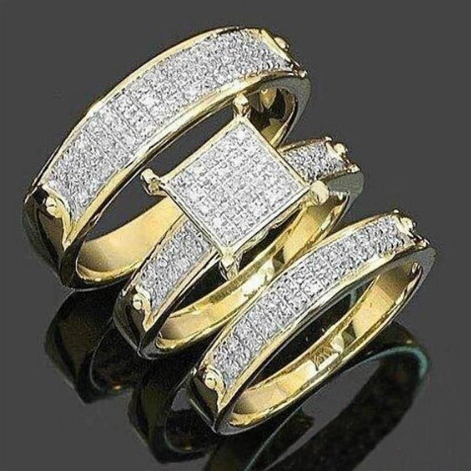 Pasen Dag Cadeau Mode Trendy Sieraden Dames 18k Verguld Koper Zirkoon Bruiloft Koppels Ring Maat 5-11 #1238E