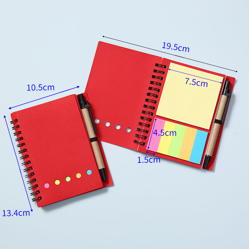 Bloco de notas com capa de papel Kraft para caderno espiral com caneta no suporte, notas adesivas e guias de índice coloridas com marcador de página, caderno de negócios Steno Pocket de 4,1 polegadas x 5,2 polegadas