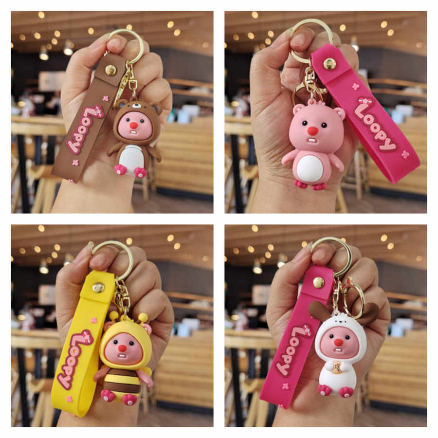 Cute cross dressing loopy Ruby keychain small beaver backpack pendant gift accessories 3d keychain