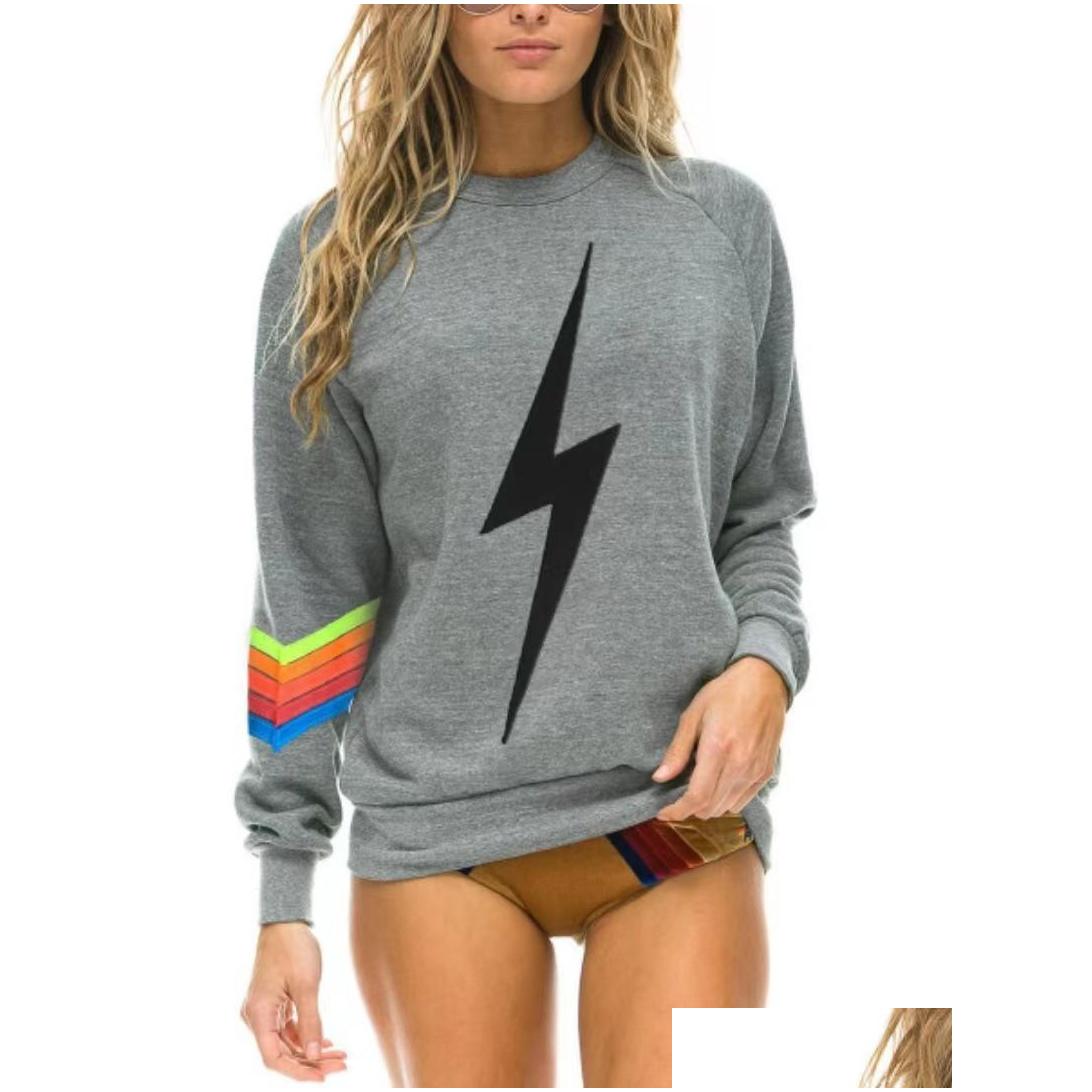 sweatshirts rainbow stripe long sleeve sweatshirt zipper pocket coat spring autumn casual fashion jacket