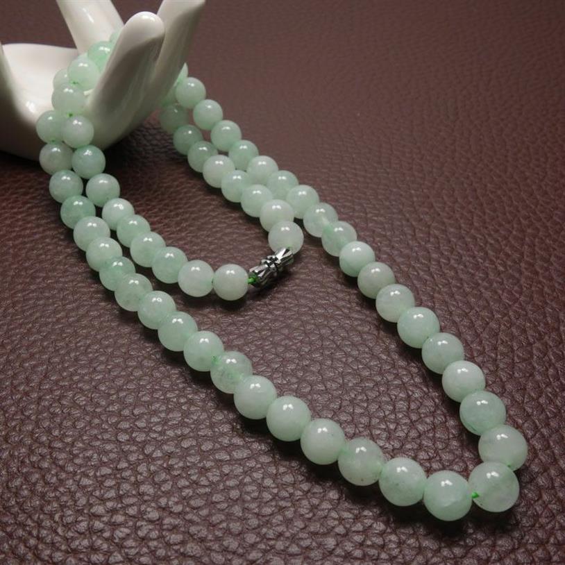 10mm Groen een Smaragd Kralen Ketting Jade Sieraden Jadeïet Amulet Mode 100% Natuurlijke Charme Cadeaus voor Vrouwen Mannen Q0531213n