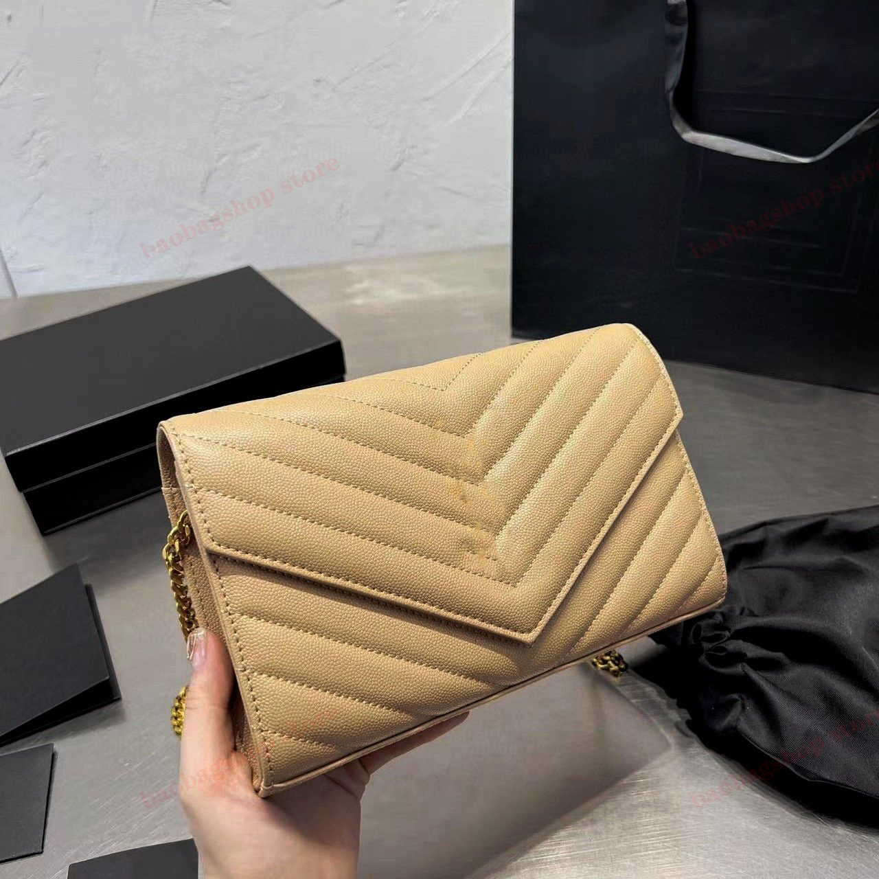 Designer-Tasche, Damen-Geldbörse, schwarze Handtasche, Kaviar-Taschen, goldene Kettentasche, klassische Designer-Umhängetasche mit Klappe, luxuriöse Umhängetasche, Designer-Taschen, mehrfarbiges Leder