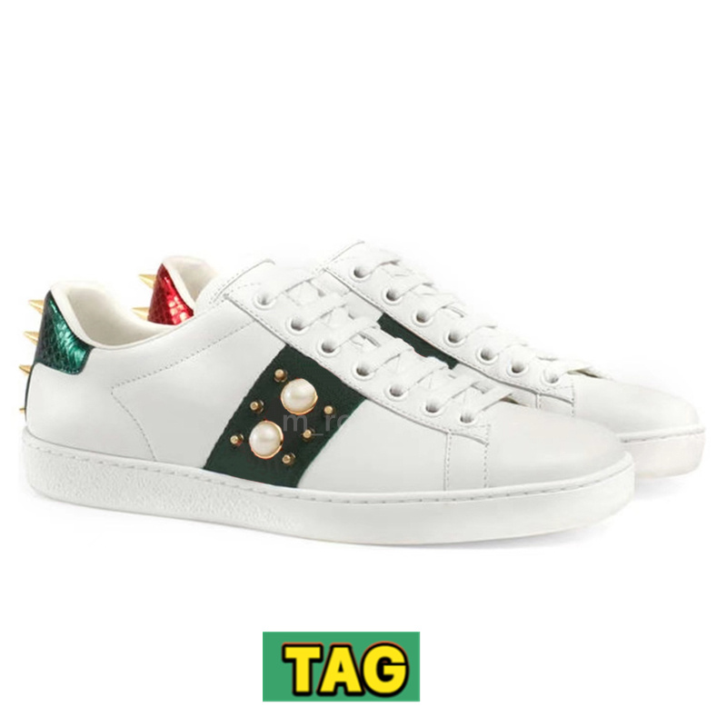 Modedesigner skor för män klassiska ess läder sneakers bi snäckhet blomma älskade broderade loafer pärlor spikar besatta mens casual womens mode tränare