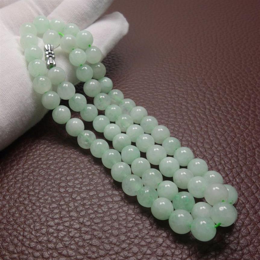 10mm Groen een Smaragd Kralen Ketting Jade Sieraden Jadeïet Amulet Mode 100% Natuurlijke Charme Cadeaus voor Vrouwen Mannen Q0531213n