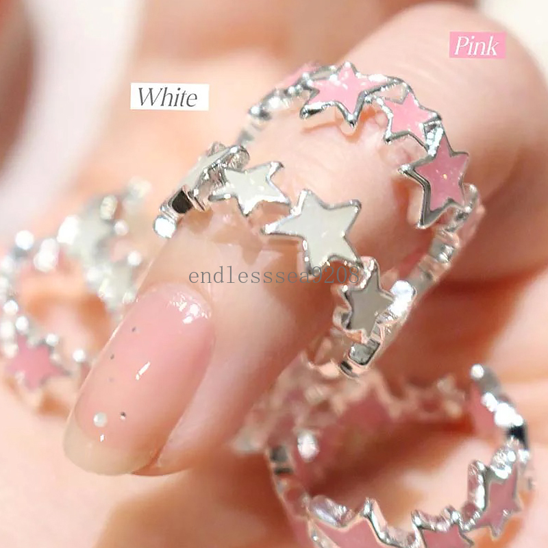 Красочные звезды кольцо нерегулярно открытые регулируемые кольца для женщин девочки сладкий декор кольца y2k