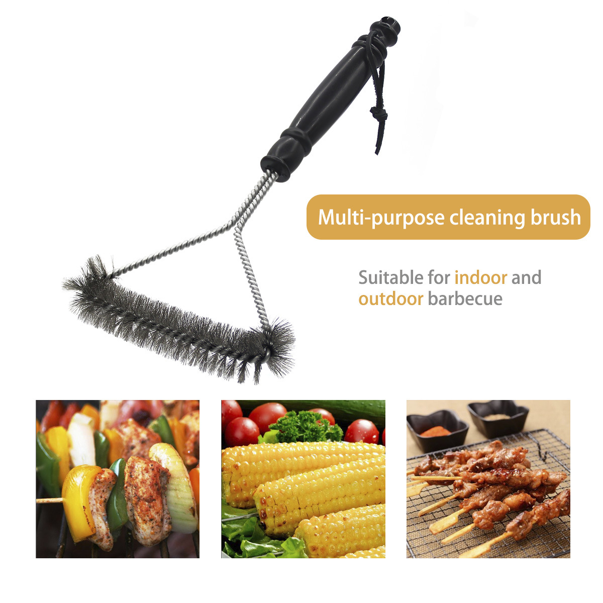 Barbacue Grill BBQ BISCHE Clean Tool Cleaner Accesorios de la parrilla de acero inoxidable Cepillos de limpieza antiadherentes Accesorios de cocina de barbacoa HW0157