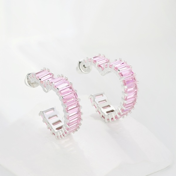 Mode Silber Ohrring Diamant Creolen für Frauen Rosa Herz Braut Jäten Ohrring Geschenke