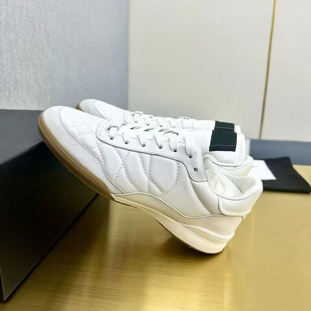 white Casual shoes womens designer shoes Lace up Travel leather sneaker 100% cowhide lady Thick soled Running Trainers woman shoe platform gym sneakers size 34-39-40-41