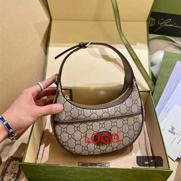 26% OFF Designer bag 2024 Handbags Family Half Moon Handheld Shoulder Chain Fashion Crescent Folding Box
