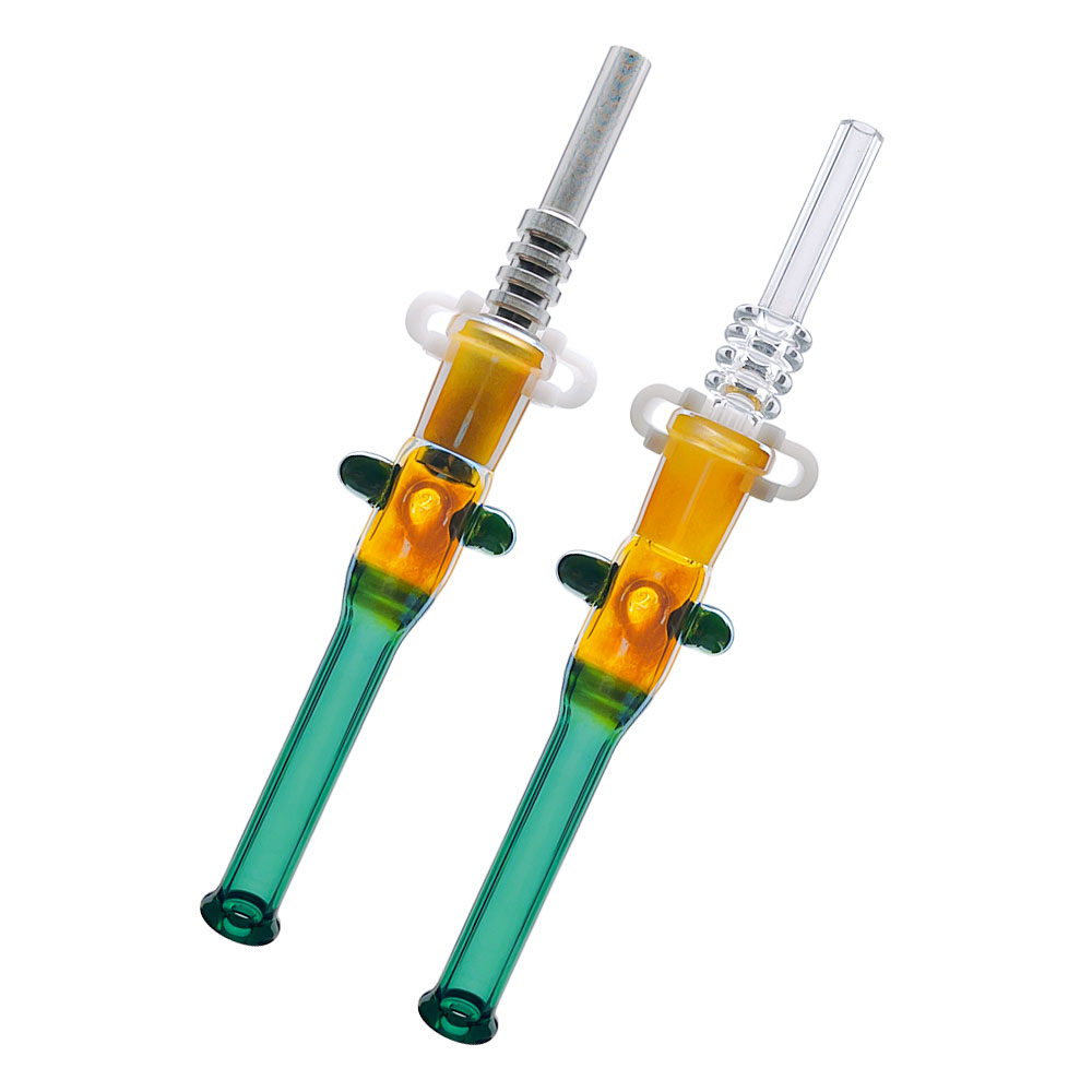 Raccoglitore di nettare con punte al quarzo/acciaio inossidabile da 14 mm Dab Rigs Accessorio fumo Tubi fumatori Tubi in vetro