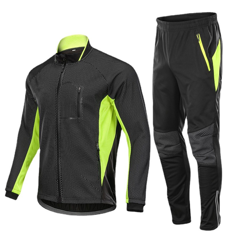 Ensemble de vêtements de cyclisme pour hommes pour l'hiver : épais, chaud, résistant au vent, compatible avec les motos