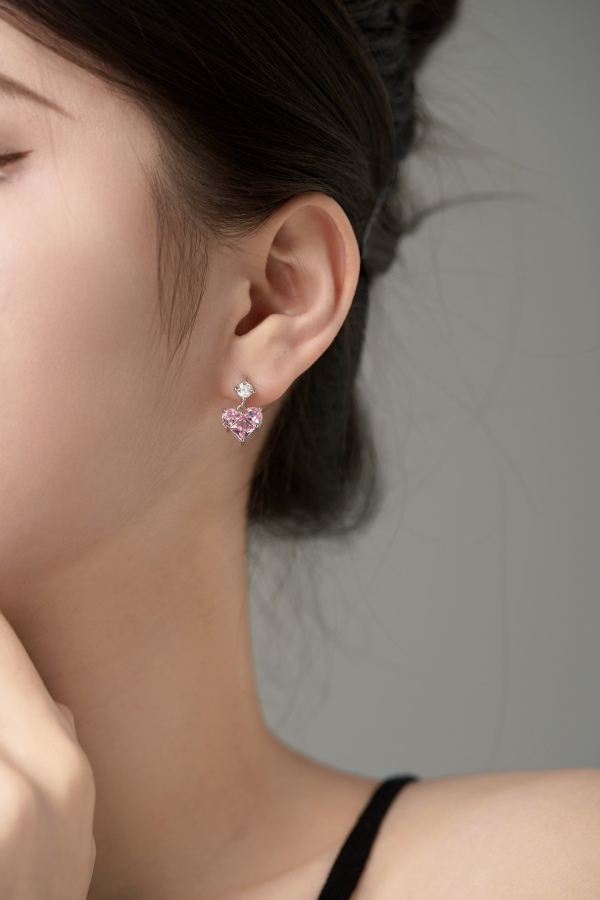 Sliver Earring Roze Hart Oorbellen Voor Vrouwen Valentijnsdag Geschenken Mode Meisjes Barbie Oorbellen 2024 Nieuwe Designer Luxe Sieraden Vrouw