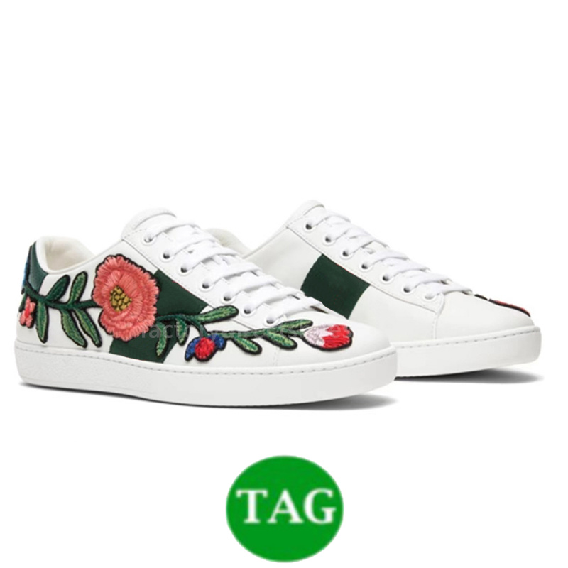Luxury Mens Designer Shoes Classic Ace Leather Sneakers Bee broderad loafer Snake Flower Pearls Spikes Spiked Loved Hearts White Band Womens Casual Trainers