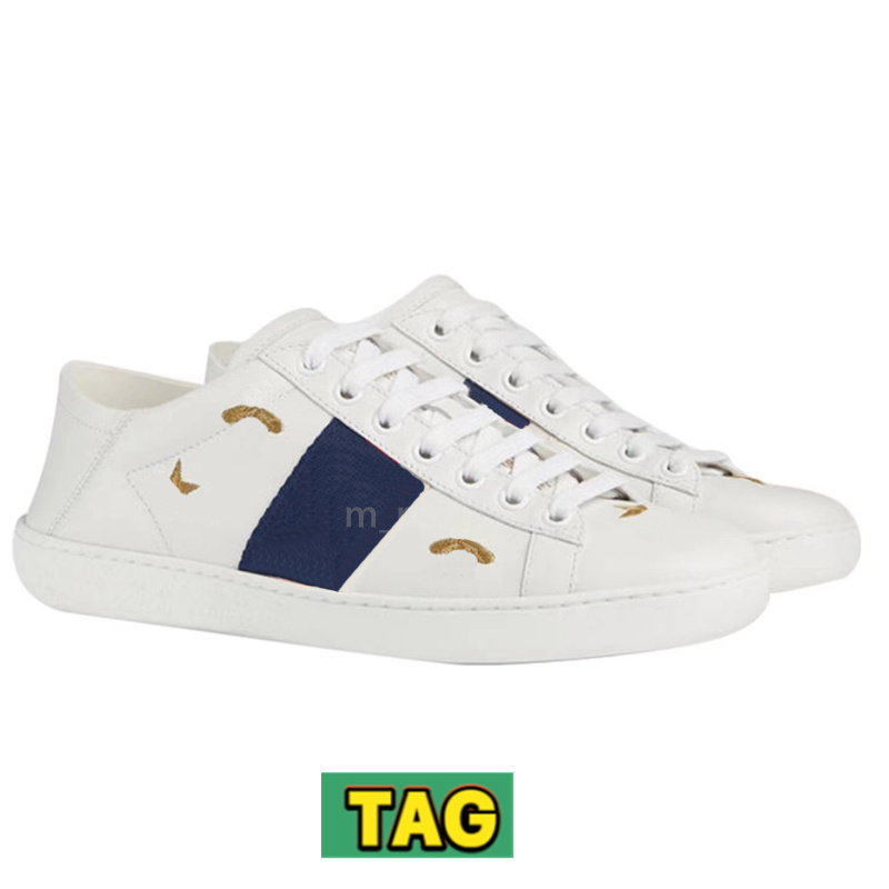 Modedesigner skor för män klassiska ess läder sneakers bi snäckhet blomma älskade broderade loafer pärlor spikar besatta mens casual womens mode tränare