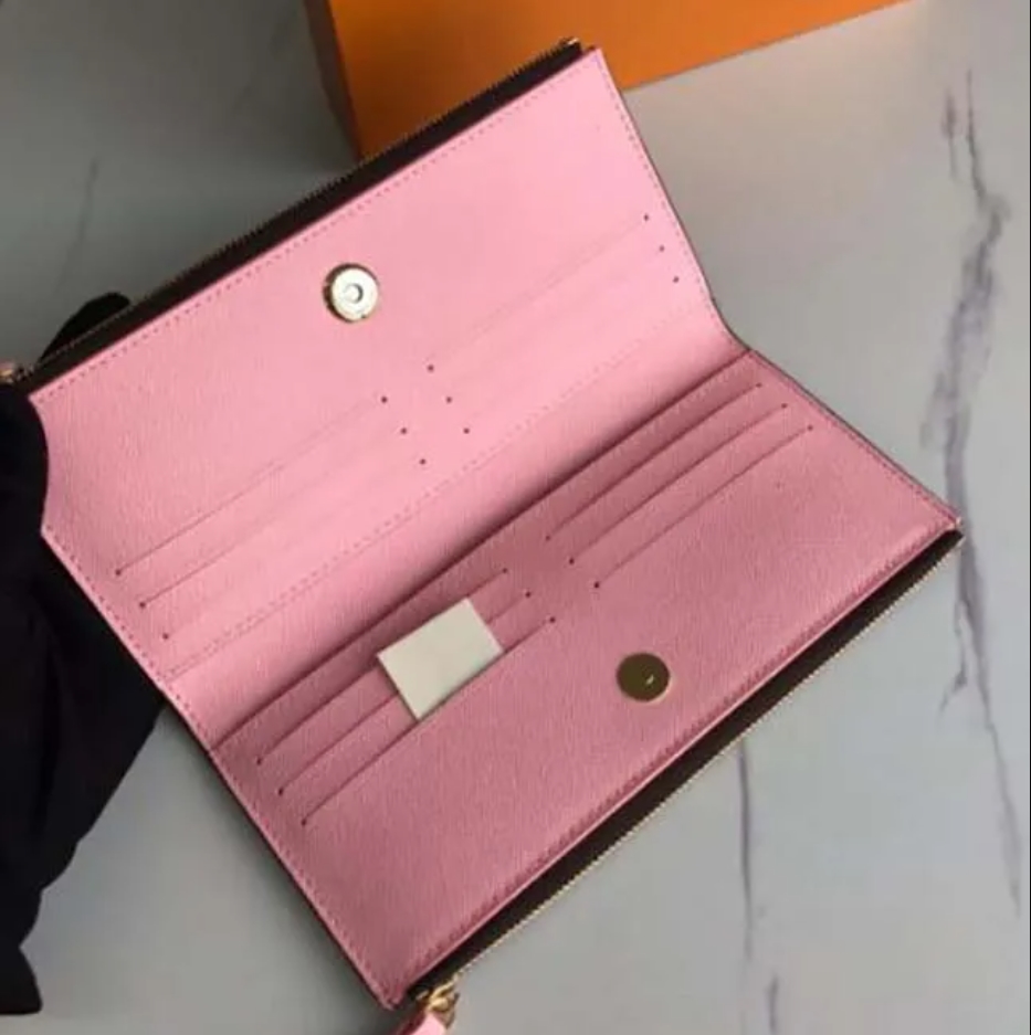 Högkvalitativ Adele plånböcker Fashion Designer Bag Luxury Adele Purse Women's Clutch Long Double Zipper Coin Purses Ladies Card Holder Double Double Pag Fit Cell Phone Red 61269