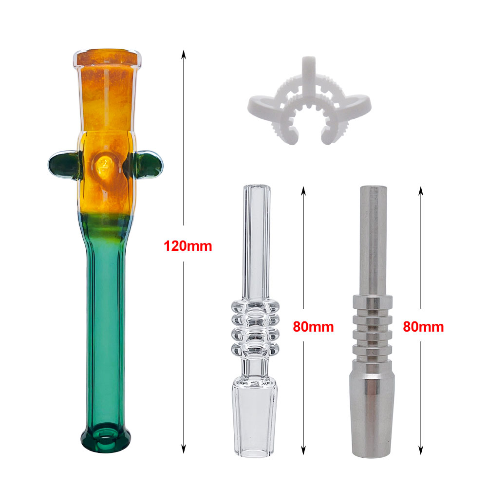 Collettore di nettare con giunto da 14 mm Quarzo/punta in acciaio inossidabile Dad Rig Accessorio fumo Bong in vetro Tubi l'acqua Bong in vetro