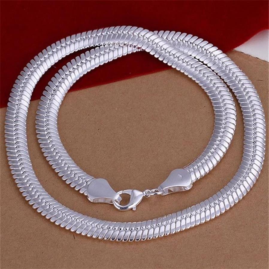 Heavy 71g 10MM flat snake necklace sterling silver plate necklace STSN209 whole fashion 925 silver Chains necklace factory dir237J