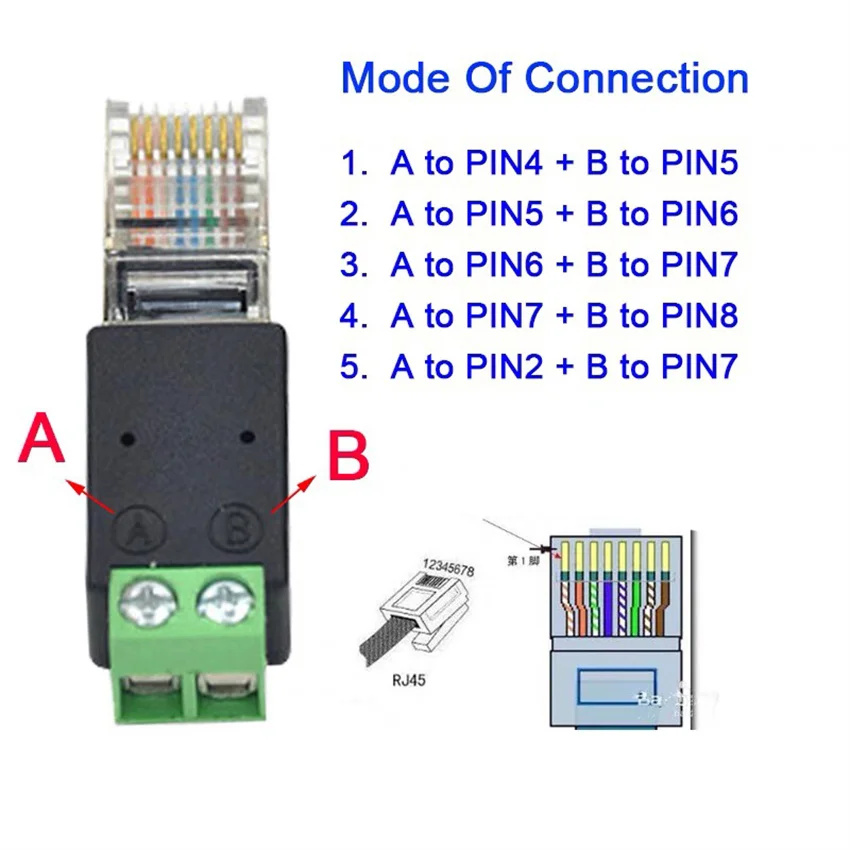 Rj45 adaptörü RJ45 - Terminal Kristal Adaptör Tel Terminali RJ45 ila 485 Terminal