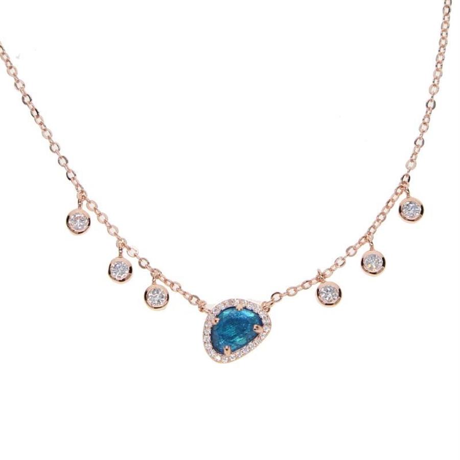 Catene Mulity Colore Pietra blu naturale Collane Pendenti Cornice colorata Cz Stazione donna Girocollo Gioielli Bijoux2826