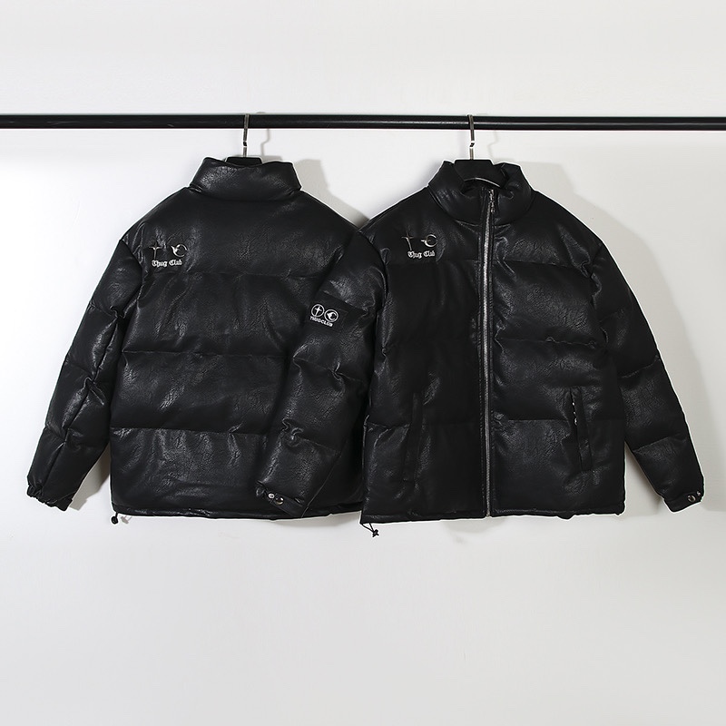 2024fw PU Leather Jacket Men Women Black Zipper Coats Clothing