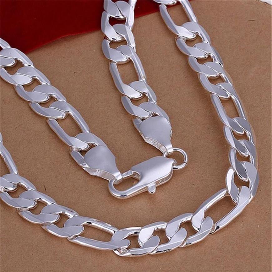 Kedjor solid 925 sterling silver halsband för män klassisk 12mm kubansk kedja 18-30 tum charm hög kvalitet mode smycken bröllop268g