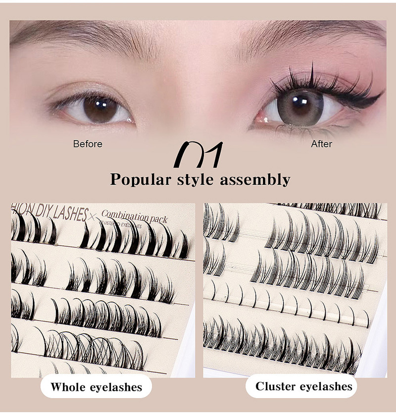 Thick Natural Fashion DIY Cluster Eyelashes Extensions Soft Lightweight Handmade Reusable Curling Grafted Lashes Clusters Individual Eyelash