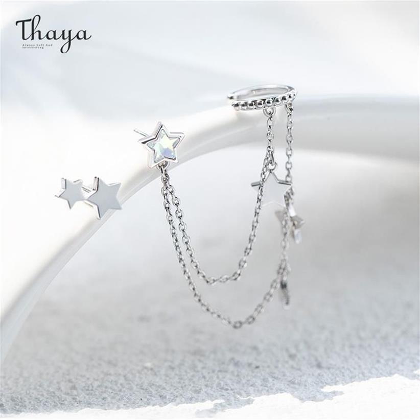 Pendiente colgante de estrella de Color plateado Thaya para mujer con cadena, pendientes de cristales de color púrpura claro, joyería fina elegante de alta calidad 2202142693