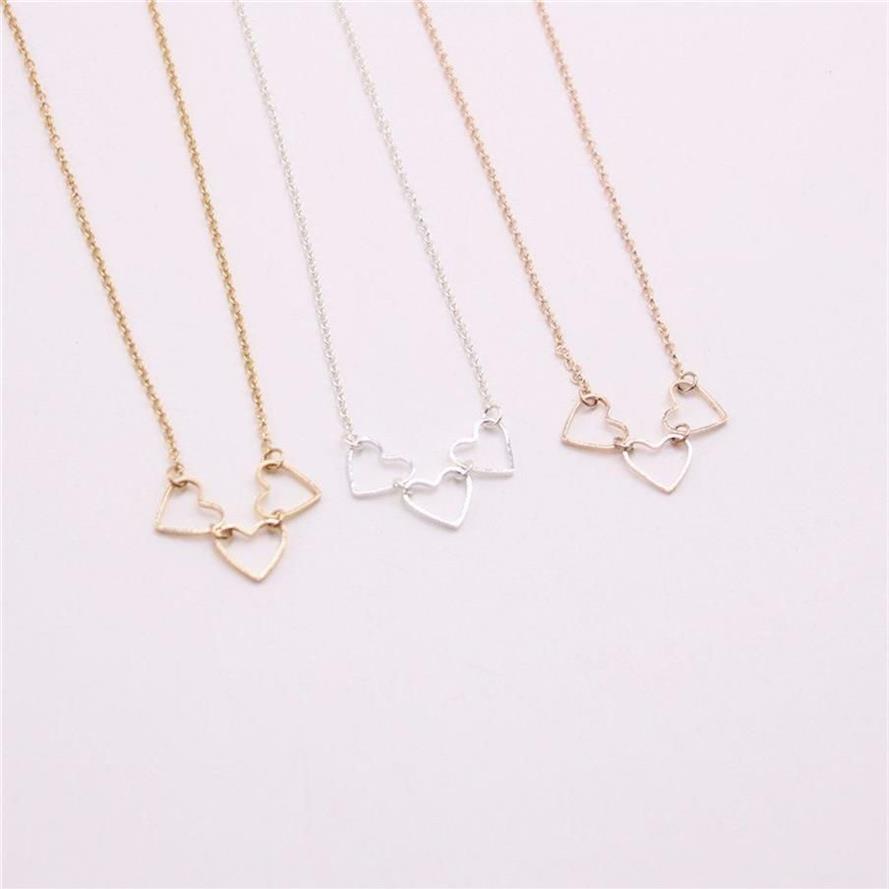 Uitgeholde liefdeshartketting Drie hangercombinatiekettingen voor meisjes voor vrouwen Goud Zilver Roos Drie kleuren Optioneel2988