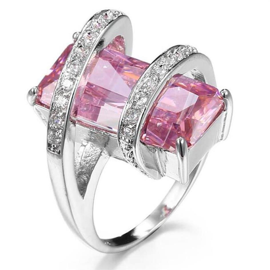 Unikalne świąteczne prezenty Fire Pink Blue Champagne Cubic Zirkonia Crystal Gemstone Rosja 925 Srebrny czarny złoto WE298J