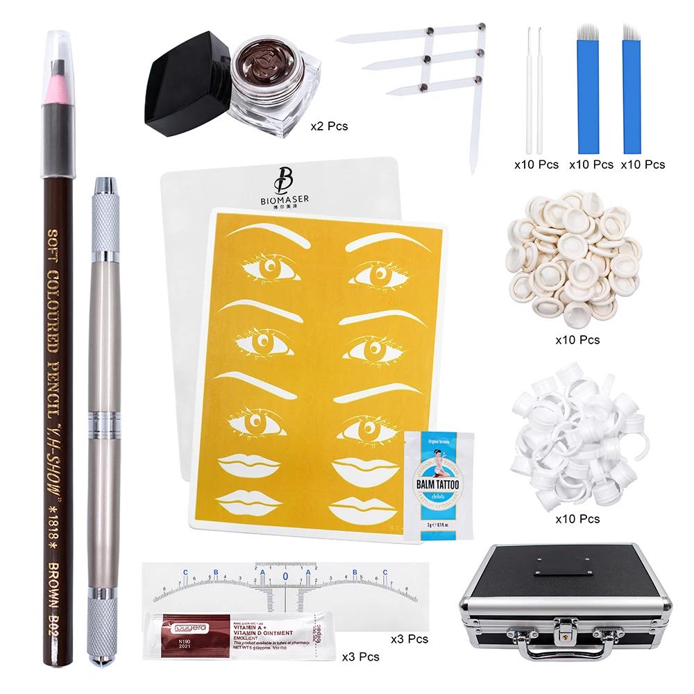 Machine Bmx Tebori Microblading Kits Agujas Wenkbrauw Pen Pigmenten Tattoo Permanente Make-up Naald Plakken Huid voor Beginners Body Art