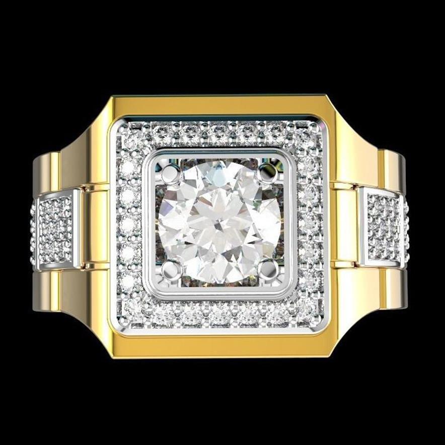 Anel de diamante branco dourado 14 K para homens moda bijuterias femininas joias pedras preciosas naturais Bague Homme 2 quilates anel de diamante masculino Y112256D
