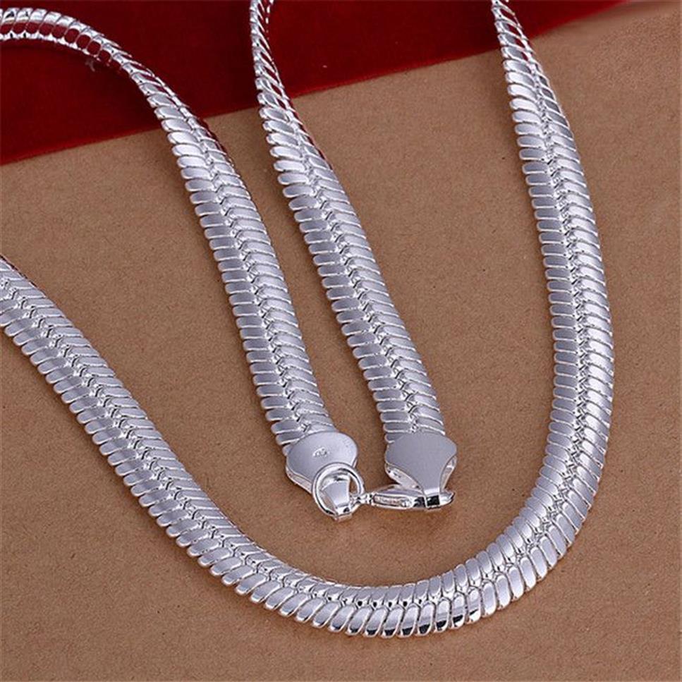 Heavy 71g 10MM flat snake necklace sterling silver plate necklace STSN209 whole fashion 925 silver Chains necklace factory dir237J