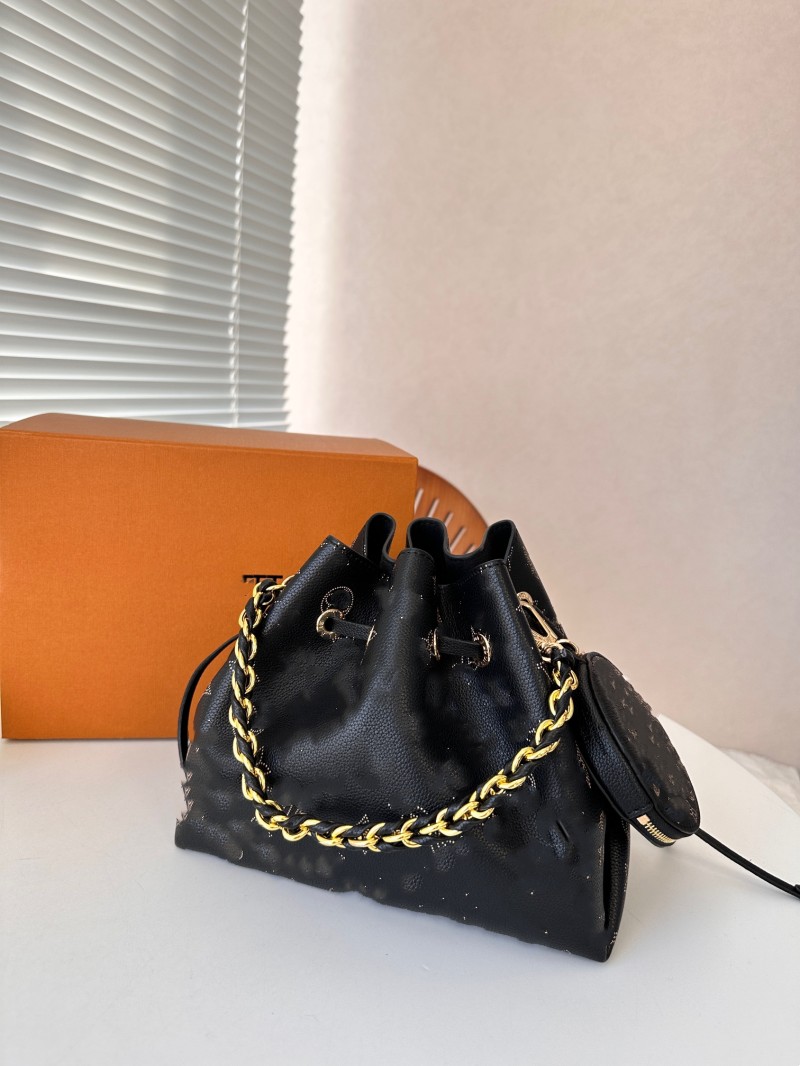 Women Hollow bucket bag handbags Fashion Shopping Satchels Drawstring genuine leather tote crossbody messenger bags Luxury designer purses wallet black backpack