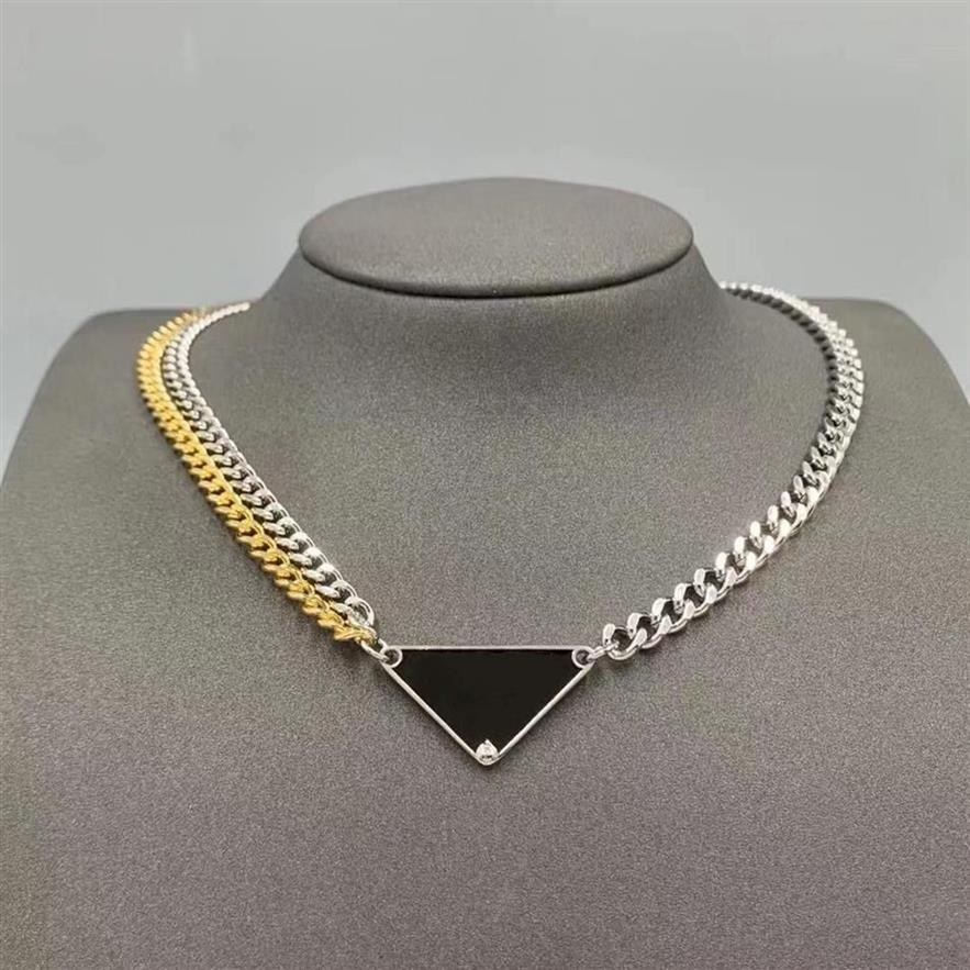 Maßgeschneiderte Halskette für Teenager-Mädchen, silberfarben, Luxus-Designerkette, Titanstahl verblasst nie, Dreieck-Gold, lange, trendige Sets 220C