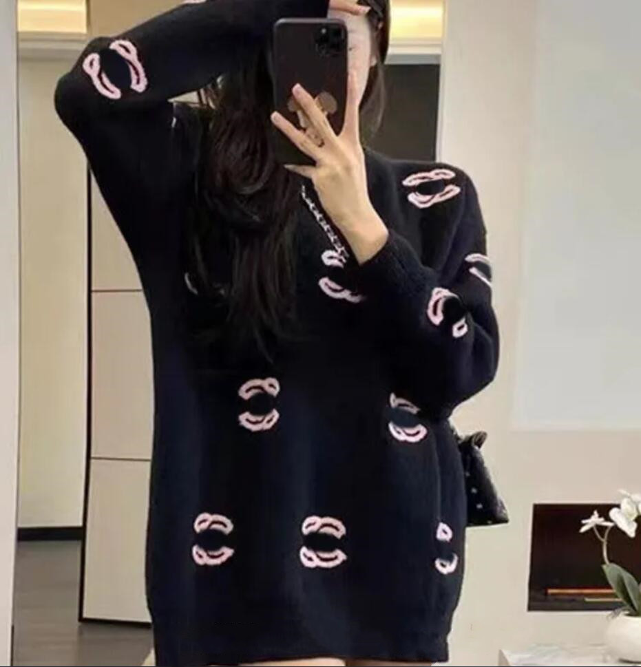 24-CCC Designer Women's Sweater Two Pieces C Spring and Autumn Women's Knitting Latest Long sleeved Brand Designer Sweater Knitted Warm Cotton Round Neck Sweater Coat