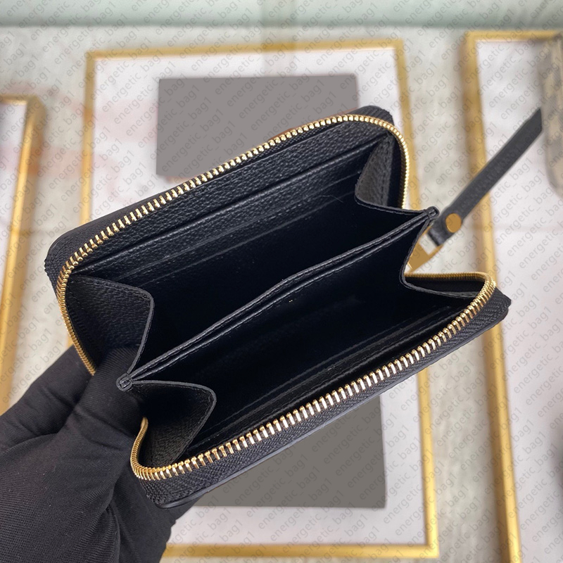 Luksusowe torebki projektant portfela lustro wysokiej jakości skórzany portfel Kobiety zamek błyskawiczne uchwyty na karty monety torebki Krótki portfel sprzęgła wytłoczona uchwyt na kwiaty portfel