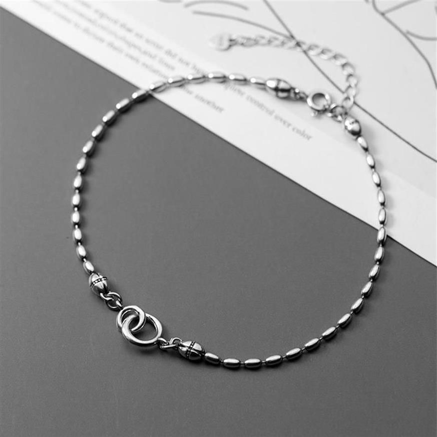 MIQIAO Bracelet On The Leg Chain Women's 925 Sterling Silver Anklets Female Thai Silver Beanie Foot Fashion Jewelry For Girls238k