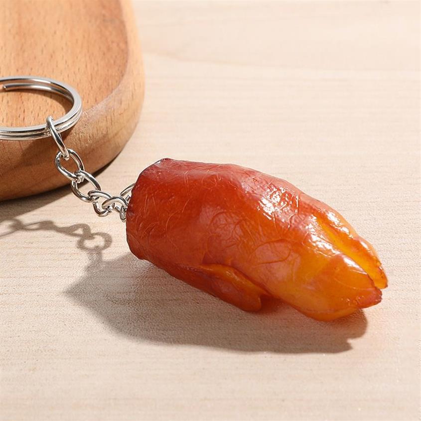 Key Creative Fashion Food Braised Pork KeyChain Pigs Fötter Kycklingvingar Modell Key Chain Car Bag Keyring Pendant Små gåvor NE2375