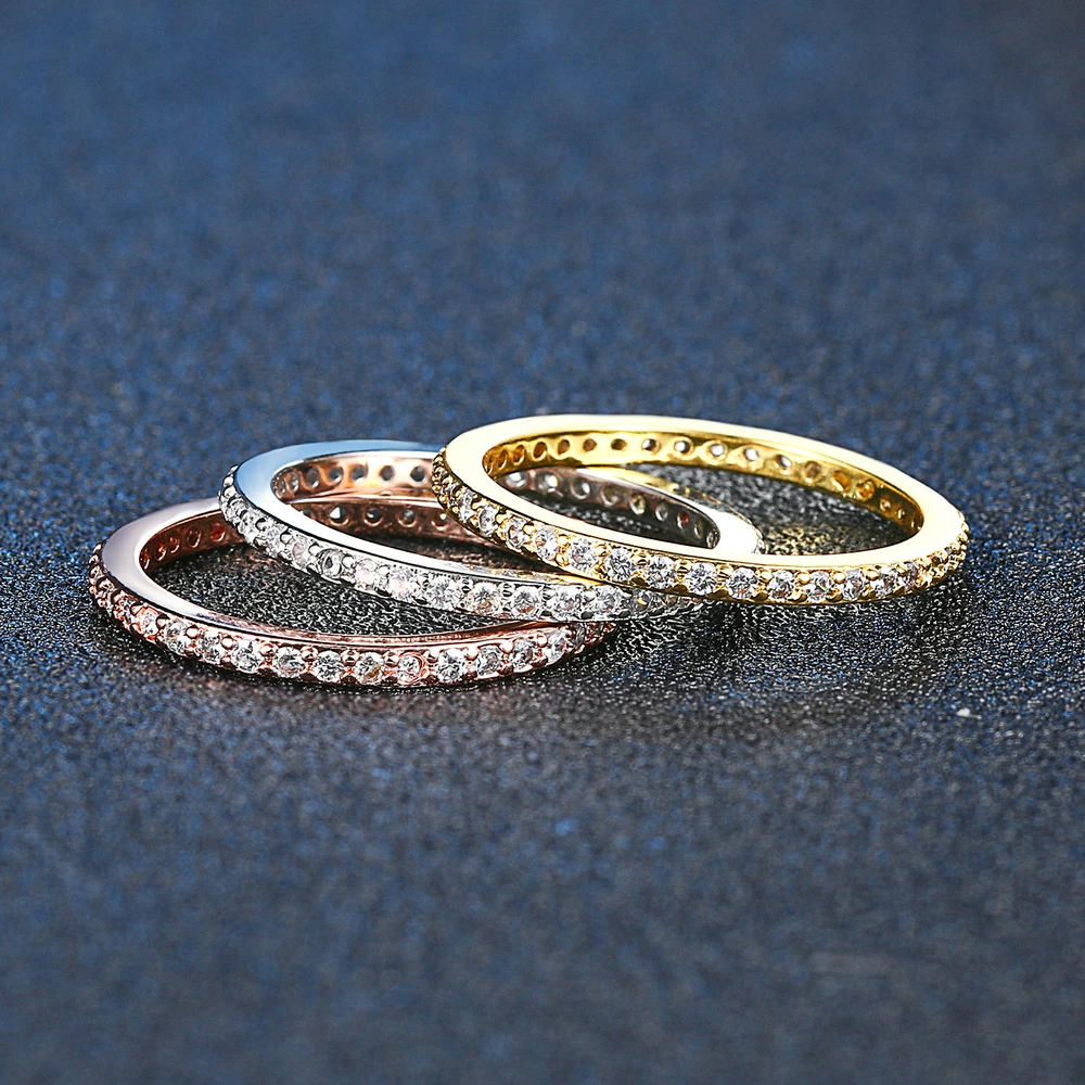 Kleine süße zierliche Ringe für Frauen voller runder Zirkon weiblicher Ring Fingerzubehör Goldfarbe Schmuck Geschenke