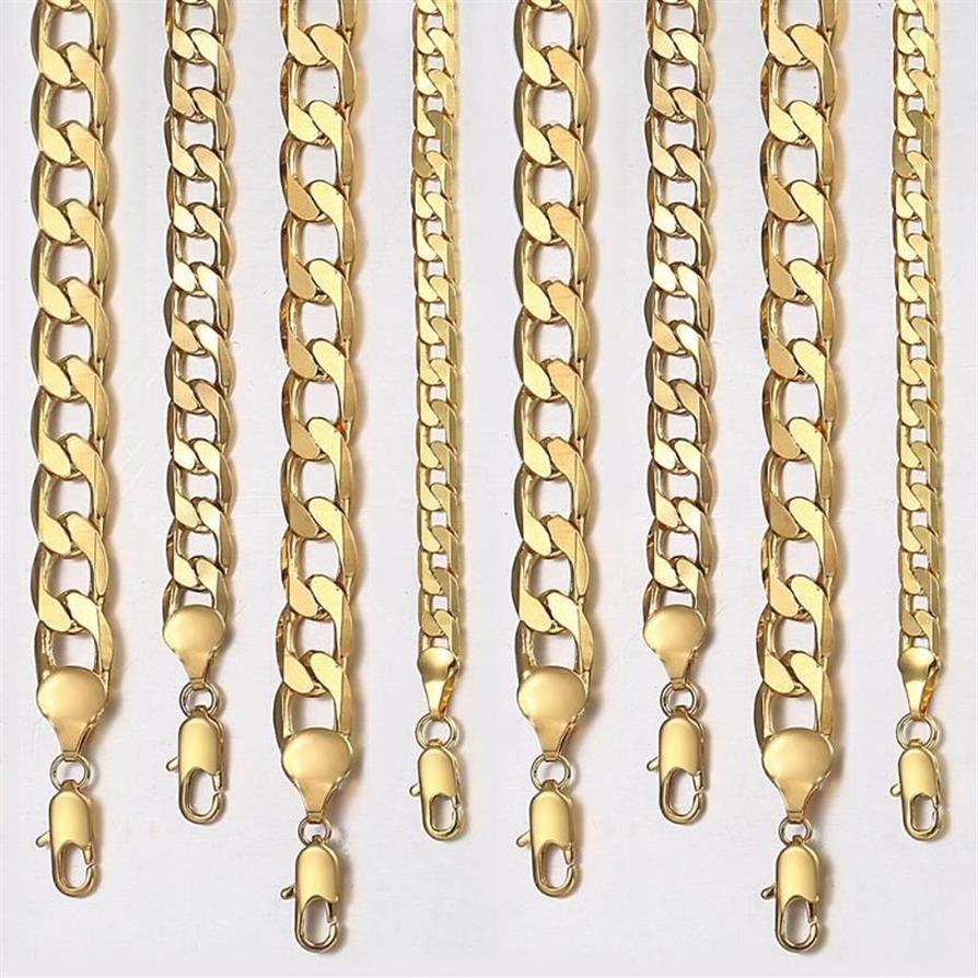 Chaînes Mode Cadeau Gold Chain Colliers pour hommes Femmes Bijoux Mens Collier Rempli Curb Cubain Link2397