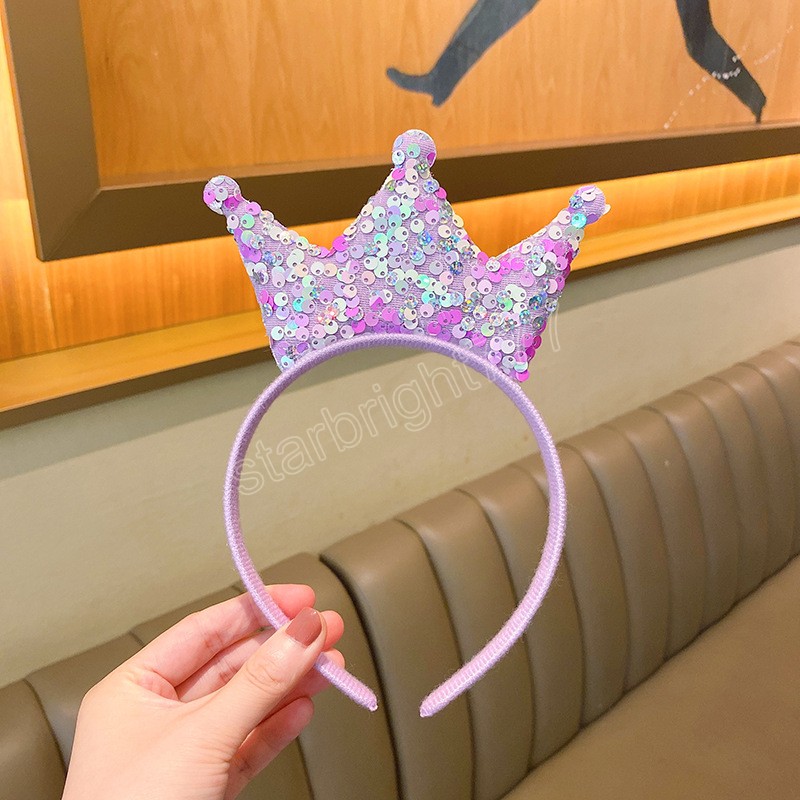 Kinder Prinzessin Krone Haarband Süße doppelseitige Pailletten Krone Haarkarte Geburtstag Kleines Mädchen Geschenk Schmuck Glitzer Haarreifen