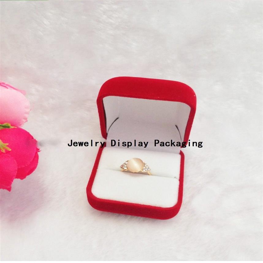 100 pçs caixa de armazenamento de jóias vermelho rebanho veludo rosa noivado casamento brinco anel titular285a