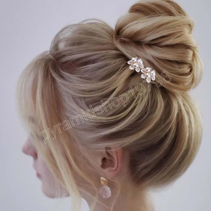 Horquilla hecha a mano, accesorios para el cabello de boda, Tiaras de flores de diamante, pinza para el pelo en forma de U, joyería para la cabeza nupcial, tocado de cumpleaños