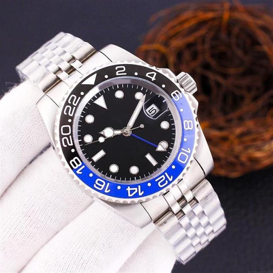 Herrklocka armbandsur dhgate svart keramisk bezel rostfritt stål 40mm klocka 116710 automatisk GMT mekanisk rörelse master 262Z