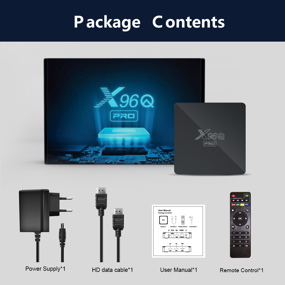 Authentic X96Q Pro Smart TV Box Android 10.0 Allwinner H313 Quad Core Arm Cortex A53 1GB/8GB 2GB/16GB 2.4G WiFi 4K HD Media Player Set Top Box