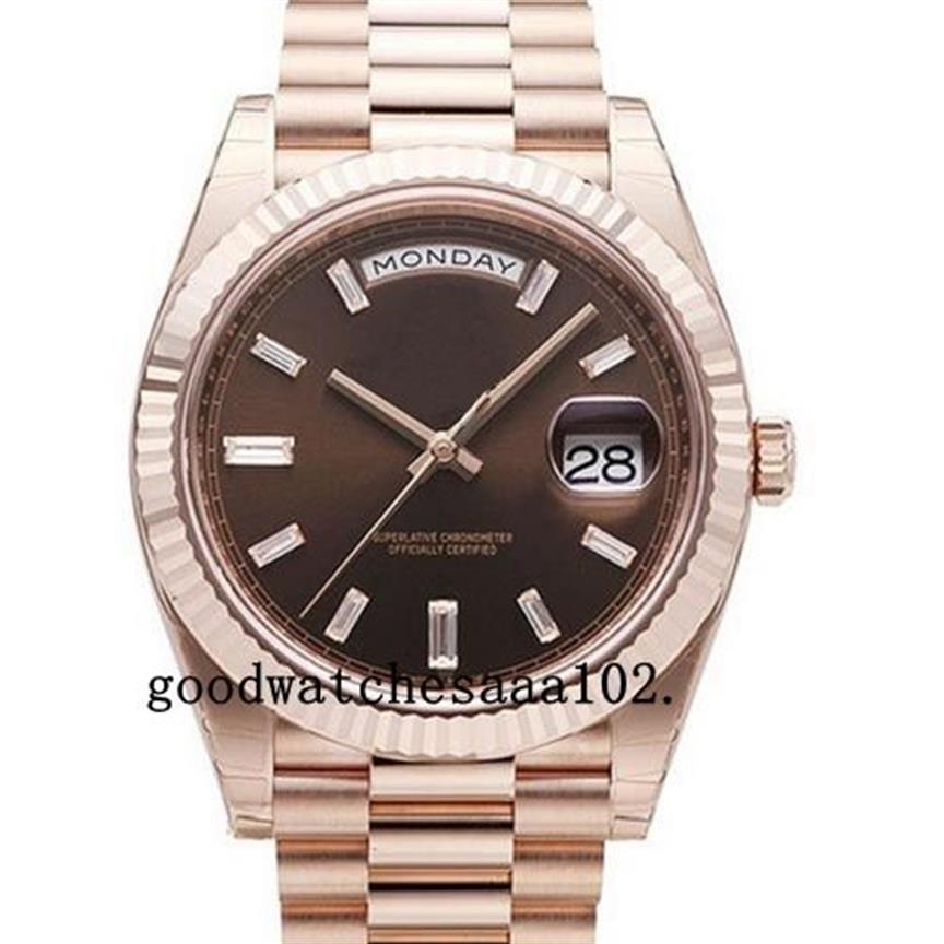 Date de haute qualité de luxe 40 Diamond de barre de chocolat présidentiel 228235 18K Rose Gold Men's Watch 2813 Automatic Men's Wat2390