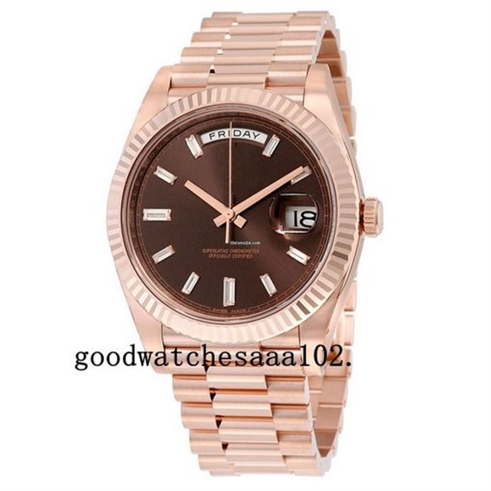 Date de haute qualité de luxe 40 Diamond de barre de chocolat présidentiel 228235 18K Rose Gold Men's Watch 2813 Automatic Men's Wat2390