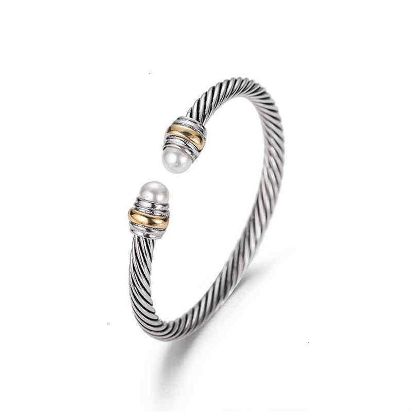 Cruz abierta joyería de diseño ed Cable pulsera brazalete para hombre marca brazaletes encanto para mujer brazalete alambre vintage en forma de C oro de lujo P2275