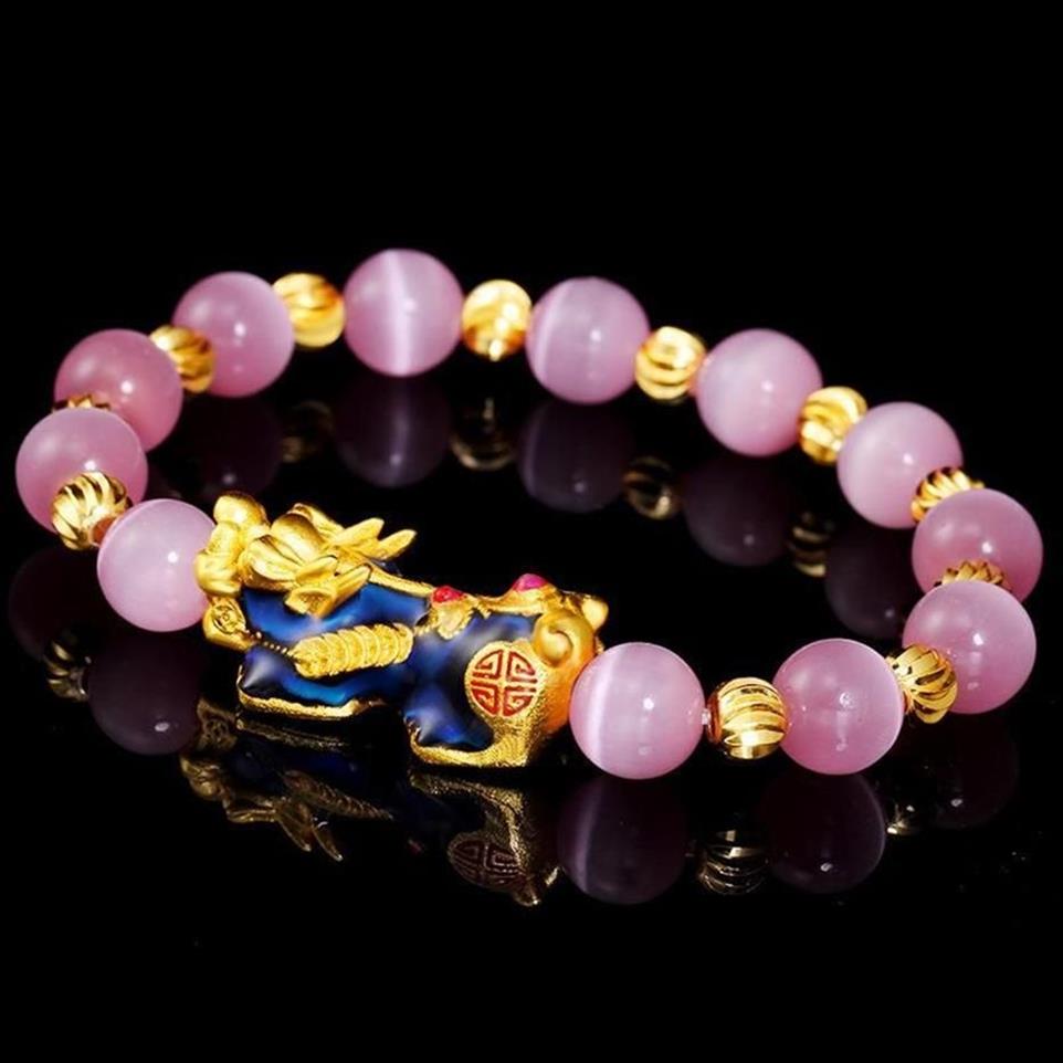 Naturliga pärlor armband opal sten för män kvinnor 10mm pixiu feng shui rikedom lycka till smycken bijoux dropppärled strands1827
