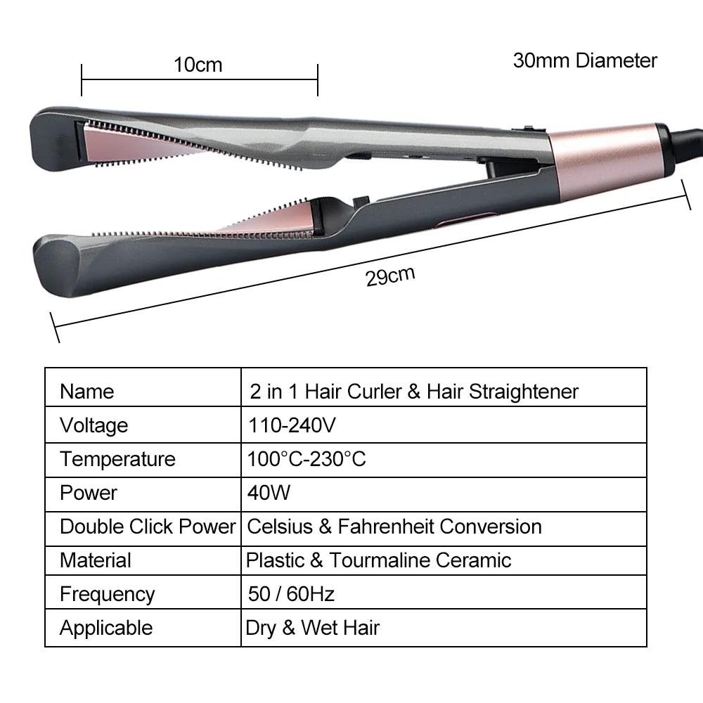 Straighteners 3D Folating Splint LCD Display 2 in 1 Hair Curler Hair Straightener Adjustable Temperature Hair Flat Iron Hair Curling Iron